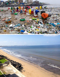 مردم هند ۵ تن زباله را از ساحل جمع کردند