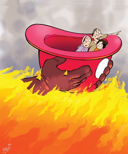 تصویری متفاوت از فداکاری آتش نشان جوان/ کاریکاتور