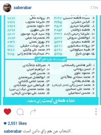 صابر ابر، بازیگر مشهور سینما و تلویزیون نیز با قراردادن فهرست «گام دوم» مربوط به اصلاح طلبان در صفحه اینستاگرام خود نوشت: انتخاب من هم رای دادن است.