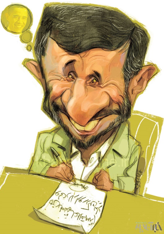 نامه تهدید آمیز احمدی نژاد به اوباما/کاریکاتور