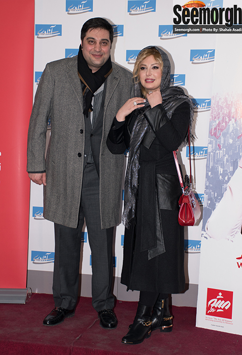 نیوشا ضیغمی وهمسرش در اکران فیلم ما همه گناهکاریم در سینما آزادی