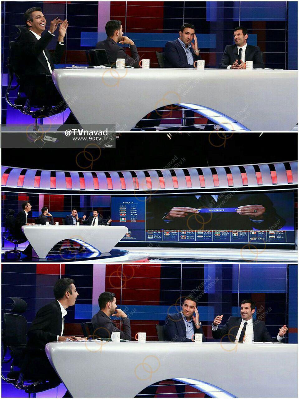 تصویری جالب از واکنش مهمانان برنامه 90 به قرعه ایران در جام جهانی روسیه
