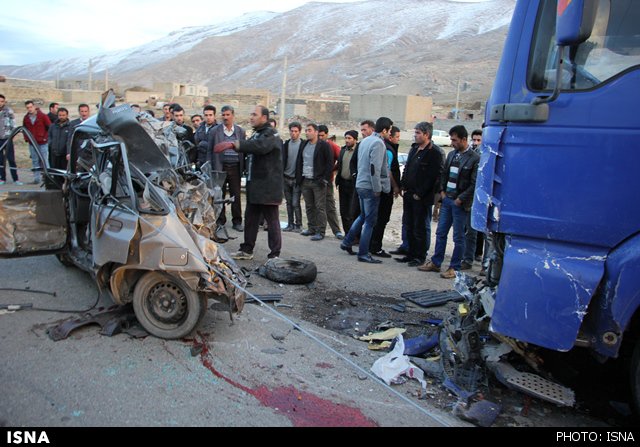 2 کشته در تصادف دلخراش پراید با تریلر اسکانیا