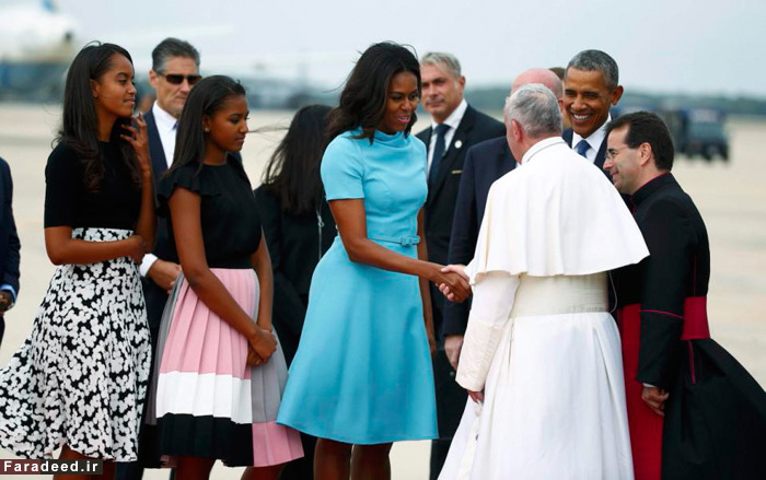 تصاویر) استقبال کم‌سابقه اوباما از پاپ