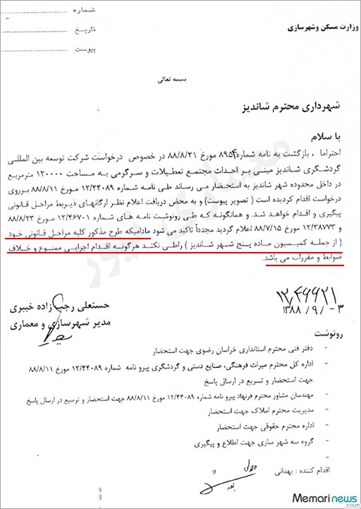 اسناد غیرقانونی بودن پدیده شاندیز