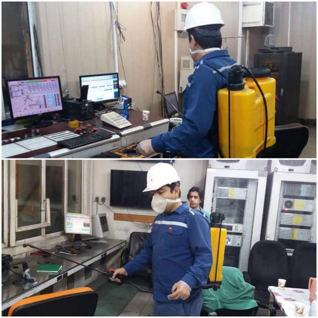 عملیات ضد عفونی و گندزدایی قسمت های مختلف شرکت فولاد خوزستان