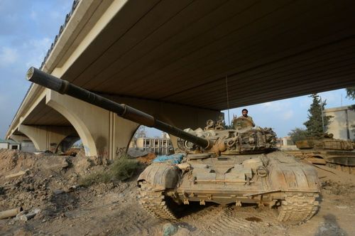 ماشین های ارتش جمهوری عربی سوریه در محله جوبار دمشق