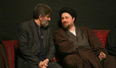 علی مطهری در کنار یادگار امام ، سیدحسن خمینی 