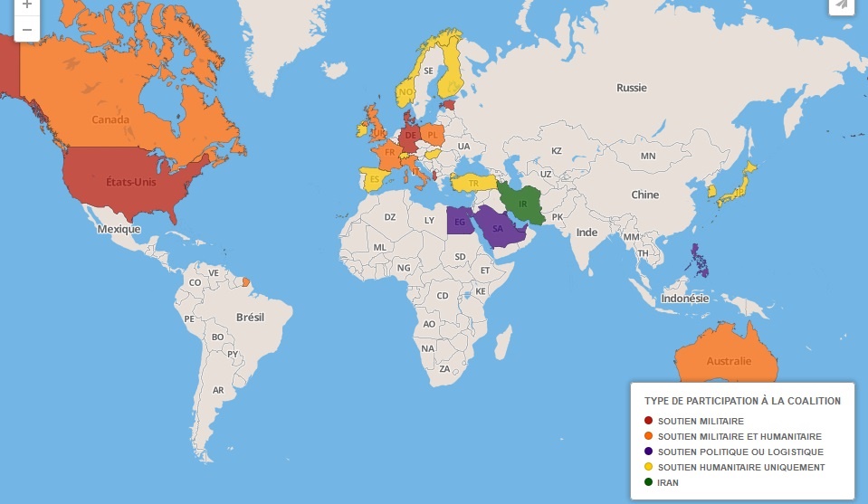 نقشه جغرافیایی ائتلاف ضد داعش/عکس