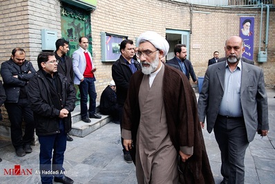 حجت الاسلام پورمحمدی، وزیر دادگستری در مراسم تشییع جنازه حجت الاسلام شجونی