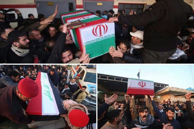 آغاز مراسم تشییع پیکر سردار سلیمانی و همرزمانش از کاظمین + عکس