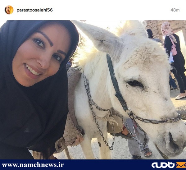 سلفی متفاوت خانم بازیگر و حیوان محبوبش!/عکس