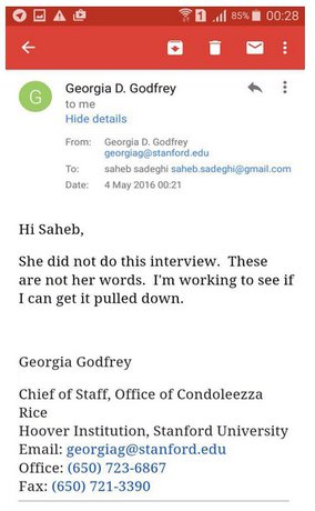 مصاحبه با رایس؛ واقعی یا ساختگی؟ (+عکس)